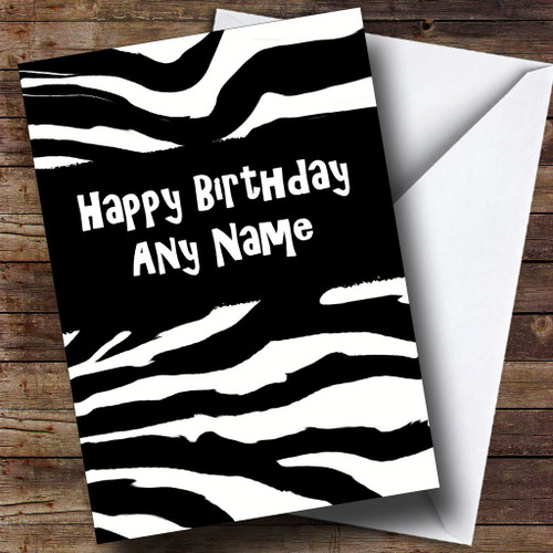 Zebra Print Animal Print Personalized Birthday Greetings Greetings Card