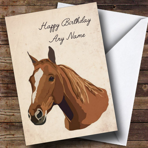 Lovely Horse Head Personalized Birthday Greetings Greetings Card