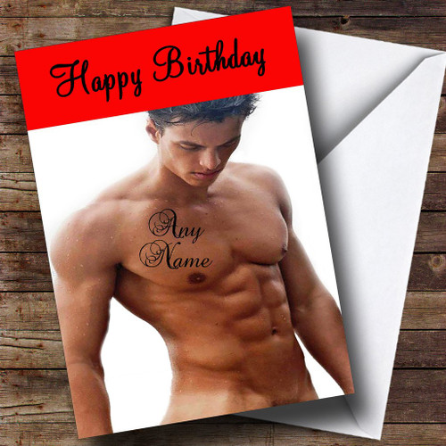 Super Sexy Man Tattoo Name Personalized Birthday Greetings Greetings Card