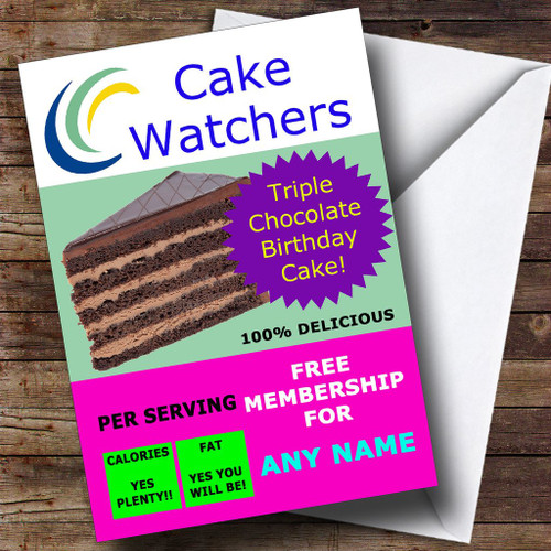 Funny Fat Cake Watchers Personalized Birthday Greetings Greetings Card