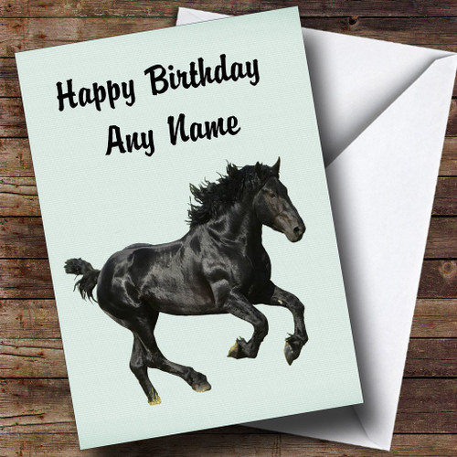 Stunning Black Horse Personalized Birthday Greetings Greetings Card
