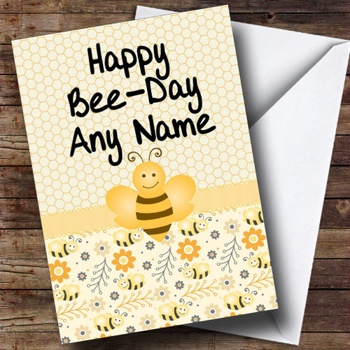 Bumble Bee Honeycomb Personalized Birthday Greetings Greetings Card