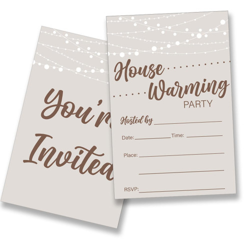 Housewarming Party Invitations With Envelopes Set of 20, Elegant Housewarming Theme Party Fill in Invites Cards (Double Sided)