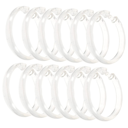 Shower Curtain Rings 12pcs Curtain Hook Metal Curtain Rod Round Curtain Rods Clear Plastic Shower Curtain Snap Rustproof Curtain Hooks Plastic Rings for Curtain Round Shower Ring