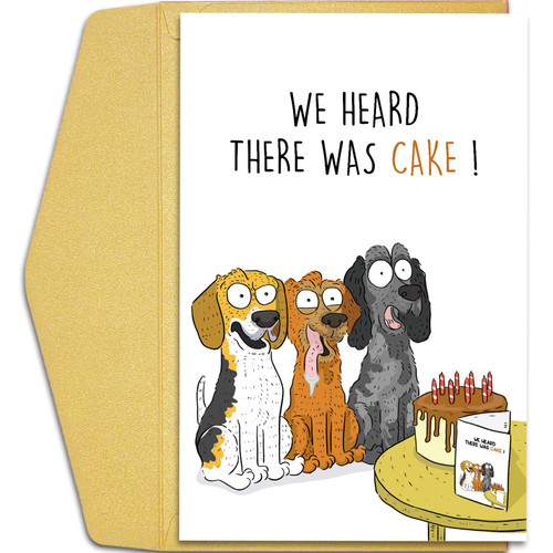 Qiliji Funny Birthday Card from Dog, Humorous Birthday Card for Dog Owner, Puppy Bday Greeting Card for Him Her, We Heard There Was Cake