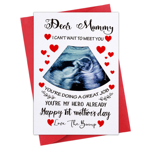 SICHOME Funny First Mothers Day Card for Mom 4"x6" Happy 1st Mother's Day Card with Photo Insert Mom To Be Mothers Day Gifts Cards for First Time Mom Pregnant Mom Mother To Be New Mom Mommy