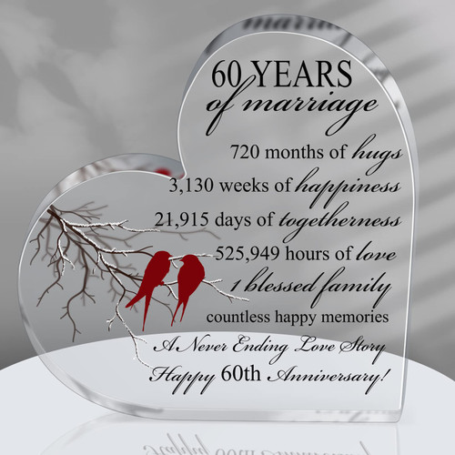 Years of Marriage Gift Wedding Anniversary Heart Marriage Keepsake Decoration Gift for Couple Parent Women Mom Husband Wife (60th) Years of Marriage Gift Wedding Anniversary Heart Marriage Keepsake Decoration Gift for Couple Parent Women Mom Husband Wife (60th)