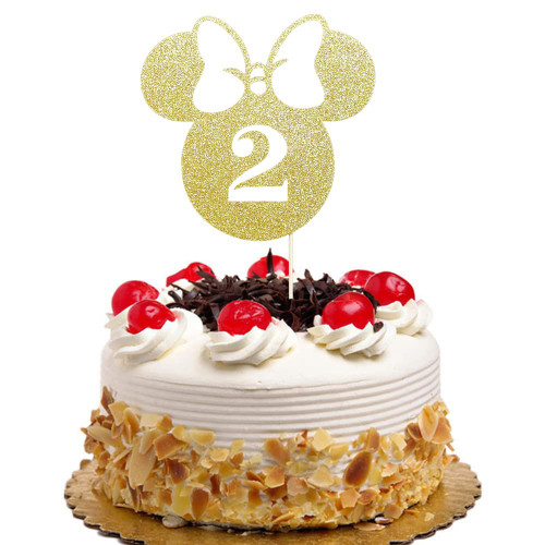Happy 2nd Birthday Cake Topper, Minnie Mouse Second Birthday Party Decorations, Disney Theme Two Cake Decor for Girls 2nd Birthday, Gold Glitter Happy 2nd Birthday Cake Topper, Minnie Mouse Second Birthday Party Decorations, Disney Theme Two Cake Decor for Girls 2nd Birthday, Gold Glitter
