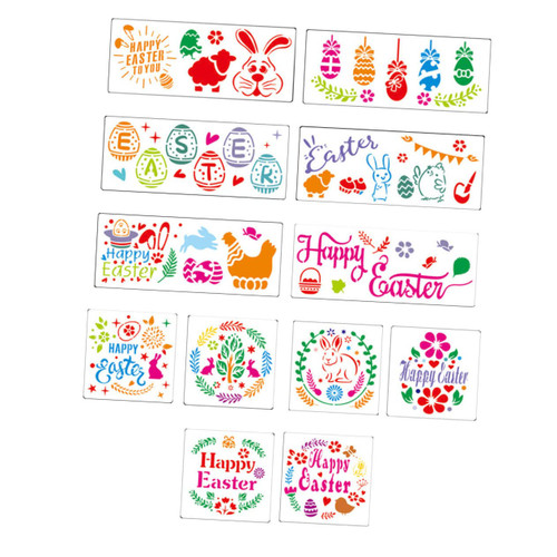 Easter Painting Stencil 12 Pcs Easter Template Easter Decoration Easter Drawing Stencils Plastic Template Easter Drawing Template Plastic Templates The Pet Card Hollow Out