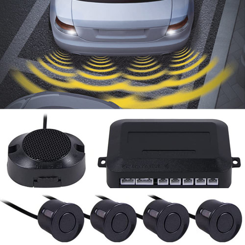 TOTMOX Car Reverse Radar System Reversing Radars w/ 4 Sensors, Buzzer Beep-Beep Alarm Indicator