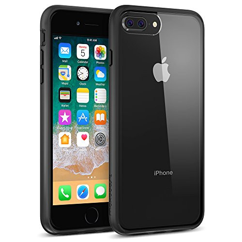 Maxboost HyperPro iPhone 8 Plus Case / iPhone 7 Plus Case [GXD-Gel Drop Protection] Heavy Duty Hybrid Cover Apple iPhone 8 Plus,7 Plus,6s Plus,6 Plus Enhanced Grip TPU Cushion/PC Back- Jet Black/Clear