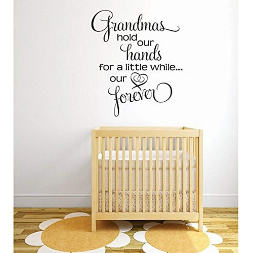 Design with Vinyl RE 3 C 2356 Grandmas Hold Our Hands for A Little While Our Hearts Forever Image Quote Vinyl Wall Decal Sticker, 20 x 40", Black