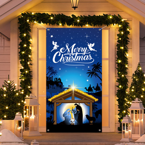 Nativity Christmas Door Cover Decorations, Jesus Holy Night Christmas Fabric Door Decorations Porch Sign Nativity Scene Outdoor Religious Front Door Hanging Backdrop for Holiday Christmas 71x35 Inch Nativity Christmas Door Cover Decorations, Jesus Holy Night Christmas Fabric Door Decorations Porch Sign Nativity Scene Outdoor Religious Front Door Hanging Backdrop for Holiday Christmas 71x35 Inch