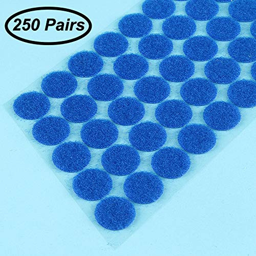 Sticky Back Coins-Hook Loop Self Adhesive Dots Tapes (250 Pair Sets) 20mm Diameter (Sticky Back Coins-Blue)