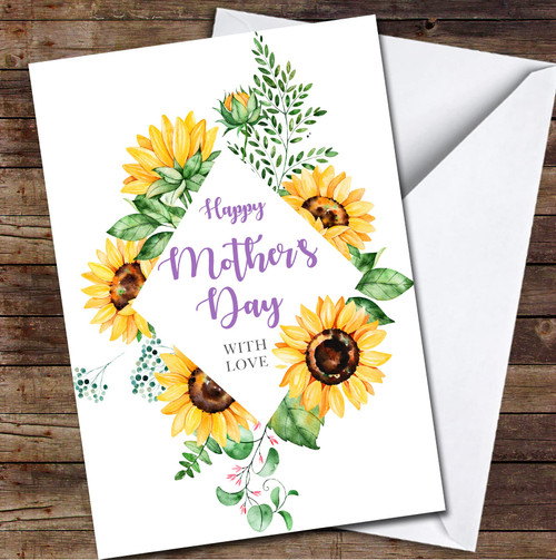 Yellow Sunflowers Open Mother's Day Personalized Mother's Day Card