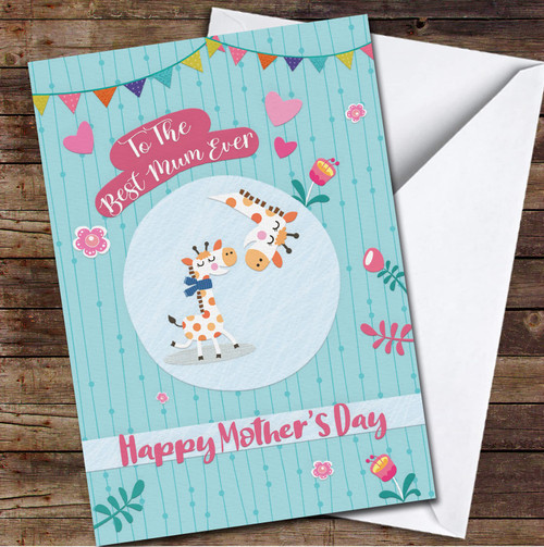 Mother Giraffe With Baby Personalized Mother's Day Card
