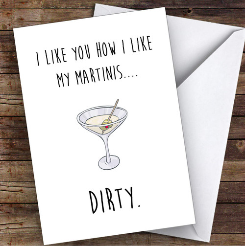 Rude Dirty Martini Sexy Personalized Valentine's Day Greetings Card