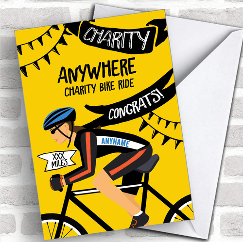 Charity Bike Ride Tour De France Style Female Congrats Personalized Greetings Card