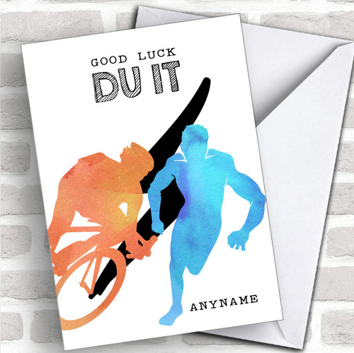 Duathlon Du It Good Luck Personalized Good Luck Greetings Card