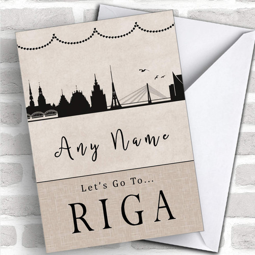 Surprise Let's Go to Riga Personalized Greetings Greetings Card