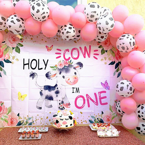 JeVenis Holy Cow I am One Party Decoration Holy Cow Im One Banner Cow First Birthday Decoration Cow First Birthday Balloons Holy Cow Im One Cake Topper
