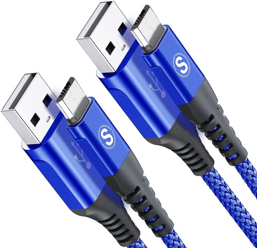 sweguard Micro USB Cable 10ft 2 Pack, USB to Micro USB Android Fast Charger Cord Compatible with Samsung Galaxy S7 S6 J7 Note 5, Kindle, MP3 and Android Phone,LG and More-Blue