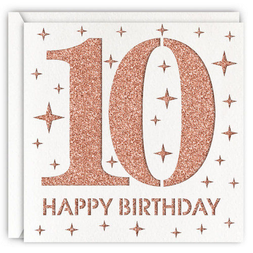 Rose Gold 10th Birthday Card, Laser Cut Glitter Girl Age 10 Birthday Gift For Daughter, Granddaughter Rose Gold 10th Birthday Card, Laser Cut Glitter Girl Age 10 Birthday Gift For Daughter, Granddaughter