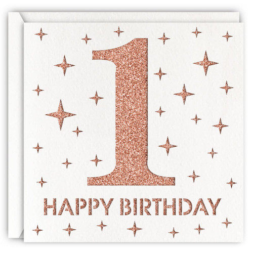 Rose Gold 1st Birthday Card, Laser Cut Glitter Girl Age 1 Birthday Gift For Daughter, Granddaughter Rose Gold 1st Birthday Card, Laser Cut Glitter Girl Age 1 Birthday Gift For Daughter, Granddaughter