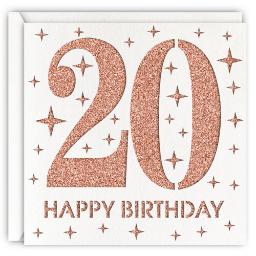 Rose Gold 20th Birthday Card, Laser Cut Glitter Girl Age 20 Birthday Gift For Daughter, Granddaughter Rose Gold 20th Birthday Card, Laser Cut Glitter Girl Age 20 Birthday Gift For Daughter, Granddaughter