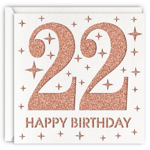 Rose Gold 22nd Birthday Card, Laser Cut Glitter Girl Age 22 Birthday Gift For Daughter, Granddaughter Rose Gold 22nd Birthday Card, Laser Cut Glitter Girl Age 22 Birthday Gift For Daughter, Granddaughter