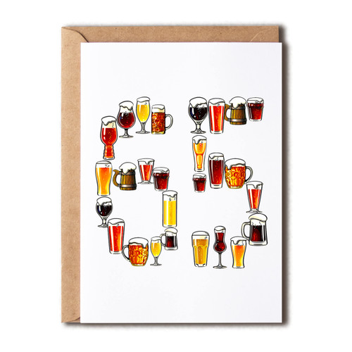 65Th Birthday Card - 65 Card - 65Th Card Beer - Funny Birthday Card - Let's Drink Beer - 65Th Birthday Card Friend - Beer Card