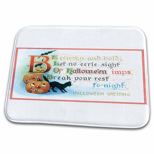 3dRose Vintage Halloween Card with Carved Pumpkins and a... - Bathroom Bath Rug Mats (rug-126085-1)