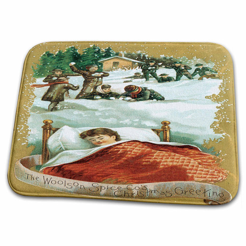 3dRose Christmas Card with Child Sleeping Dreaming of... - Bathroom Bath Rug Mats (rug-153276-1)
