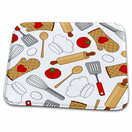 3dRose Cute Chef or Cook Love Pattern in White - Bathroom Bath Rug Mats (rug-172121-1)
