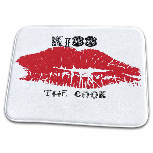 3dRose Kiss The Cook Flirty Kitchen Food and Cooking - Bathroom Bath Rug Mats (rug-30448-1)