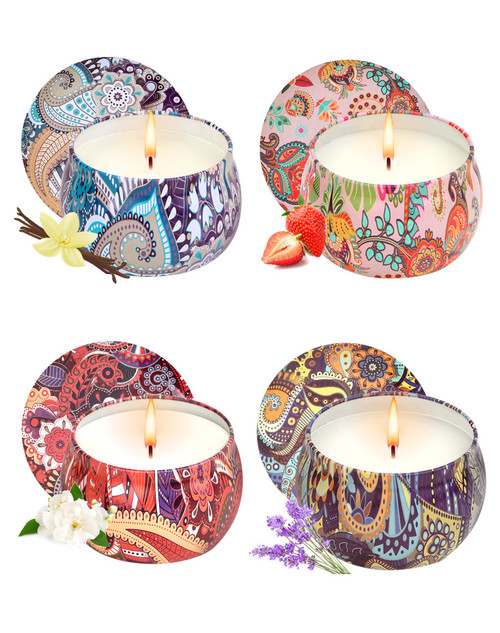 Scented Candles Gifts for Women, Primevolve Home Scented Aromatherapy Candles Set, Strongly Fragrance Essential Oils for Stress Relief, Jar Candles, 100% Soy Wax, 4x4.4oz Scented Candles Gifts for Women, Primevolve Home Scented Aromatherapy Candles Set, Strongly Fragrance Essential Oils for Stress Relief, Jar Candles, 100% Soy Wax, 4x4.4oz