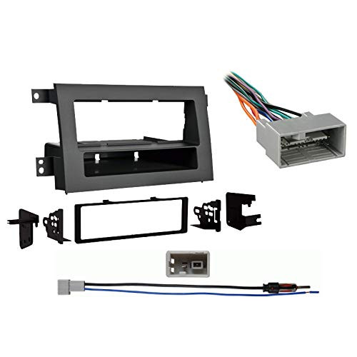 Compatible with Honda Ridgeline 2009 2010 2011 2012 2013 2014 Single DIN Stereo Harness Radio Dash Kit Gray