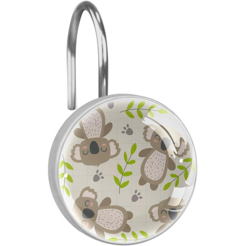 Shower Curtain Hooks, Rust Proof Shower Curtain Rings for Bathroom, Decorative Shower Curtain Hooks Hangers for Shower Curtain Rod, Cartoon Animal Koala Paw