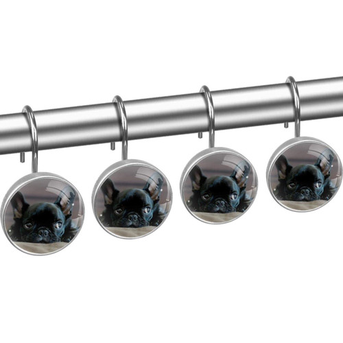 Shower Curtain Hooks, Shower Curtain Rings, Rust Proof Stainless Steel Shower Hooks for Curtain Bathroom Shower Rods, French Bulldogs Lovely Animals Shower Curtain Hooks, Shower Curtain Rings, Rust Proof Stainless Steel Shower Hooks for Curtain Bathroom Shower Rods, French Bulldogs Lovely Animals