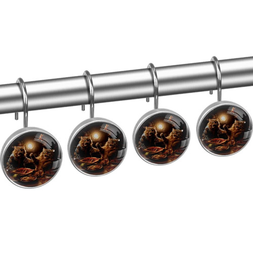 Shower Curtain Hooks, Rust Proof Shower Curtain Rings for Bathroom, Decorative Shower Curtain Hooks Hangers for Shower Curtain Rod, Animal Funny Pizza and Cats Cartoon Cute Shower Curtain Hooks, Rust Proof Shower Curtain Rings for Bathroom, Decorative Shower Curtain Hooks Hangers for Shower Curtain Rod, Animal Funny Pizza and Cats Cartoon Cute