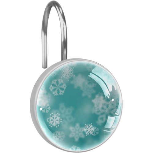 Shower Curtain Hooks, Shower Curtain Rings, Rust Proof Stainless Steel Shower Hooks for Curtain Bathroom Shower Rods, Teal Merry Christmas Snowflake Shower Curtain Hooks, Shower Curtain Rings, Rust Proof Stainless Steel Shower Hooks for Curtain Bathroom Shower Rods, Teal Merry Christmas Snowflake