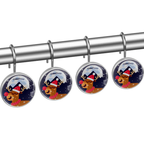 Shower Curtain Hooks, Shower Curtain Rings, Rust Proof Stainless Steel Shower Hooks for Curtain Bathroom Shower Rods, Christmas Cartoon Elk Shower Curtain Hooks, Shower Curtain Rings, Rust Proof Stainless Steel Shower Hooks for Curtain Bathroom Shower Rods, Christmas Cartoon Elk