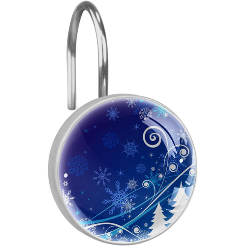 Shower Curtain Hooks, Shower Curtain Rings, Rust Proof Stainless Steel Shower Hooks for Curtain Bathroom Shower Rods Set of 12, Christmas Blue Snowflake Shower Curtain Hooks, Shower Curtain Rings, Rust Proof Stainless Steel Shower Hooks for Curtain Bathroom Shower Rods Set of 12, Christmas Blue Snowflake
