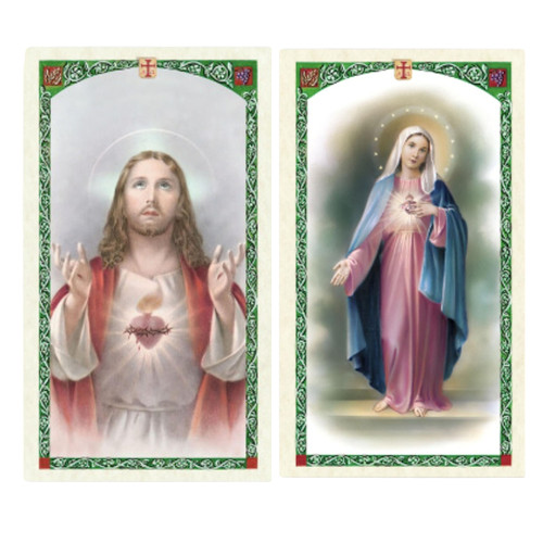 Holy Lines The Lord's Prayer and Hail Mary Prayer Laminated Catholic Holy Cards, Set of Five Sacred Heart of Jesus Our Father Prayer Cards and Five Immaculate Heart of Mary Hail Mary Prayer Cards