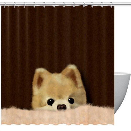 KQNZT Shower Curtains for Bathroom, Fabric Shower Curtain with Hooks, Stylish Modern Curtain, Bath Decor, Animal Puppy