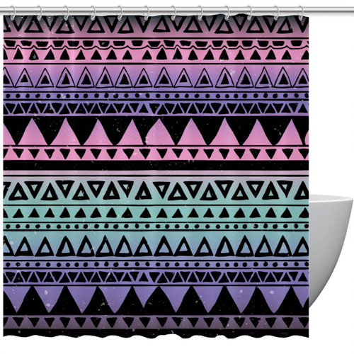 KQNZT Shower Curtains for Bathroom, Fabric Shower Curtain with Hooks, Stylish Modern Curtain, Bath Decor, Geometric Pattern Artistic Purple Pink