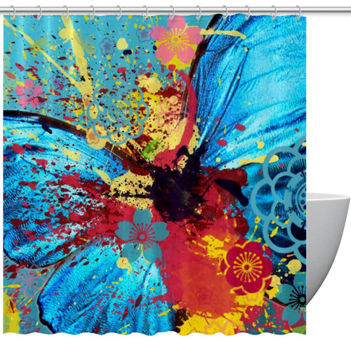 KQNZT Shower Curtains for Bathroom, Fabric Shower Curtain with Hooks, Stylish Modern Curtain, Bath Decor, Art Butterfly Abstract Graffiti