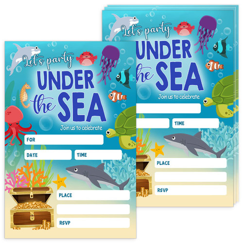 Birthday Party Invitations for Kids, Under the Sea Party Invites Cards With Envelopes, 20 Fill in Blank Invitation Cards for Girls Kids Boys, Party Supplies and Decoration Birthday Party Invitations for Kids, Under the Sea Party Invites Cards With Envelopes, 20 Fill in Blank Invitation Cards for Girls Kids Boys, Party Supplies and Decoration