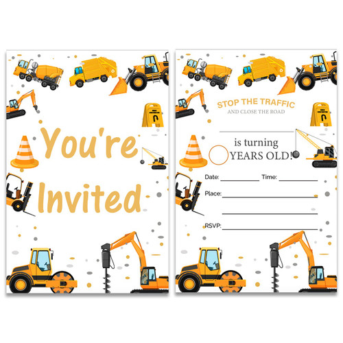 Soiceu Construction Birthday Party Invitations with Envelopes Set of 20 Construction Themed Birthday Party Invites Fill in Blank