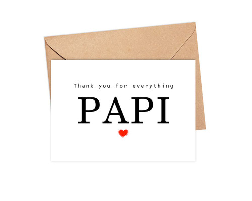 Yanashop88 Thank You For Everything Papi Card - Thank You Card - Papi Card - Father's Day Card - Card For Him - Greeting Card For Birthday- Anniversary - Note Card - Thank You For Everything